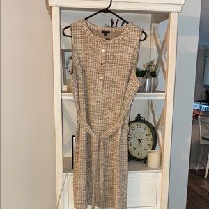 Ann Taylor Beige Patterned Midi Dress